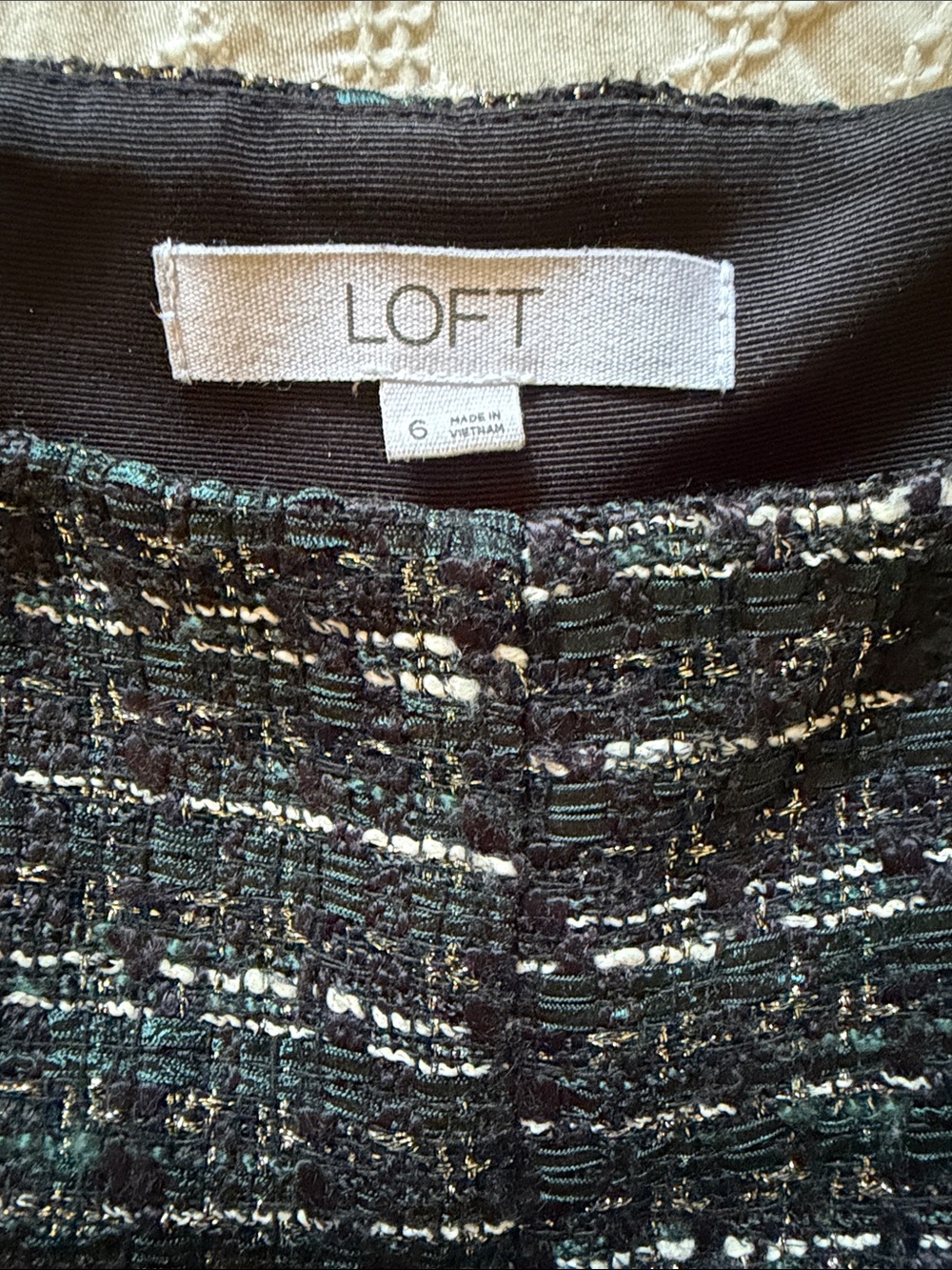 LOFT Wide-Leg Tweed Pants in Black and White - Picture 3 of 5